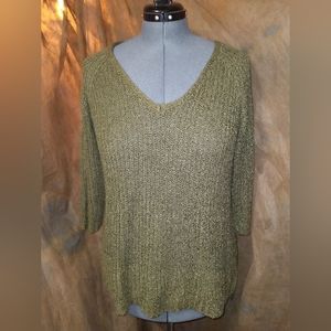 Coldwater Creek 3/4 sleeve sweater olive gold